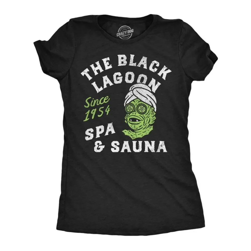 Womens Funny T Shirts The Black Lagoon Spa & Sauna Tee For Ladies